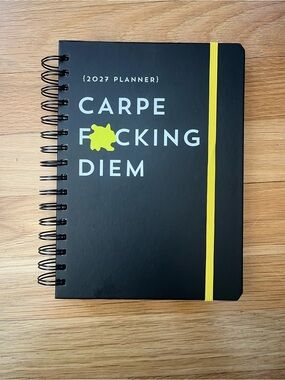 Carpe F*cking Diem 2027 Planner – Black with Yellow Elastic